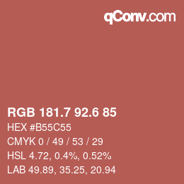 カラーコード: RGB 181.7 92.6 85 | qconv.com