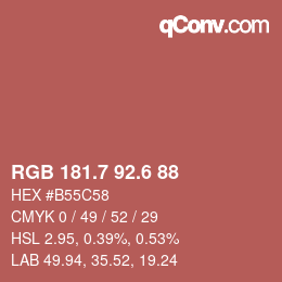 カラーコード: RGB 181.7 92.6 88 | qconv.com