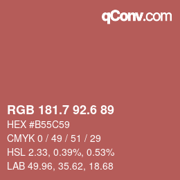 カラーコード: RGB 181.7 92.6 89 | qconv.com