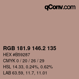 Color code: RGB 181.9 146.2 135 | qconv.com