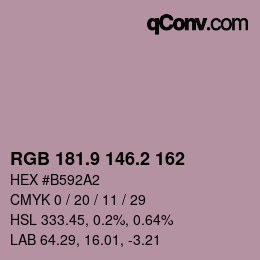 Color code: RGB 181.9 146.2 162 | qconv.com