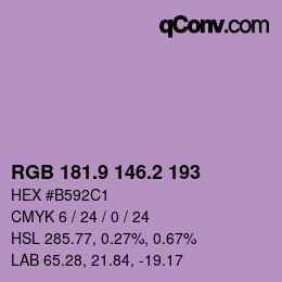 Color code: RGB 181.9 146.2 193 | qconv.com