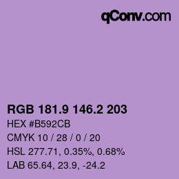 Color code: RGB 181.9 146.2 203 | qconv.com