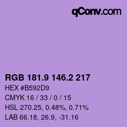 Color code: RGB 181.9 146.2 217 | qconv.com