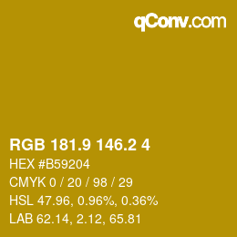 カラーコード: RGB 181.9 146.2 4 | qconv.com