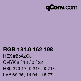 カラーコード: RGB 181.9 162 198 | qconv.com