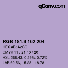 カラーコード: RGB 181.9 162 204 | qconv.com