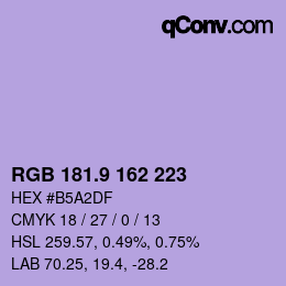カラーコード: RGB 181.9 162 223 | qconv.com