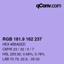 カラーコード: RGB 181.9 162 237 | qconv.com