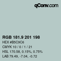 Color code: RGB 181.9 201 198 | qconv.com