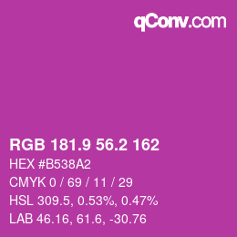 カラーコード: RGB 181.9 56.2 162 | qconv.com