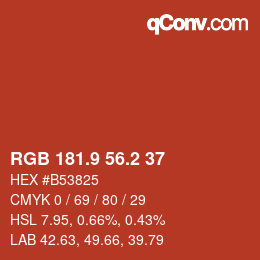 Color code: RGB 181.9 56.2 37 | qconv.com