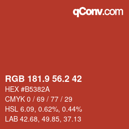 Color code: RGB 181.9 56.2 42 | qconv.com