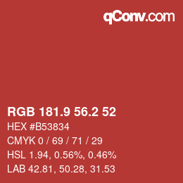 Color code: RGB 181.9 56.2 52 | qconv.com