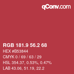 カラーコード: RGB 181.9 56.2 68 | qconv.com
