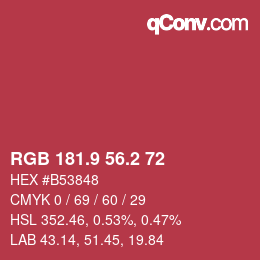 Color code: RGB 181.9 56.2 72 | qconv.com