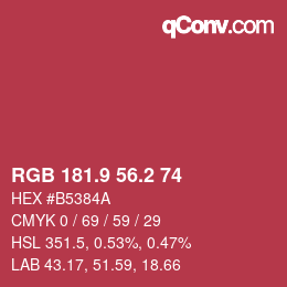 カラーコード: RGB 181.9 56.2 74 | qconv.com