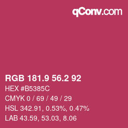 カラーコード: RGB 181.9 56.2 92 | qconv.com