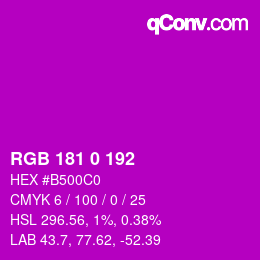 カラーコード: RGB 181 0 192 | qconv.com