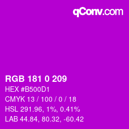 Color code: RGB 181 0 209 | qconv.com