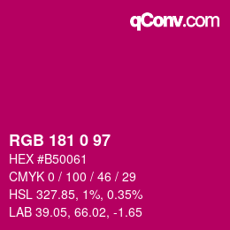 Color code: RGB 181 0 97 | qconv.com