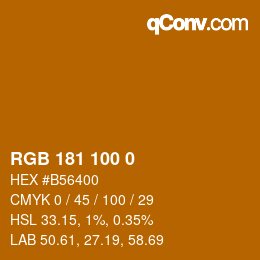 Color code: RGB 181 100 0 | qconv.com