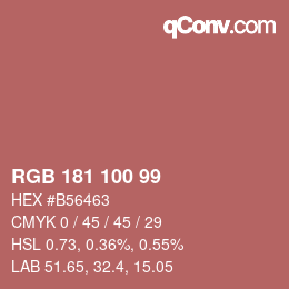 Color code: RGB 181 100 99 | qconv.com