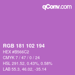 Color code: RGB 181 102 194 | qconv.com