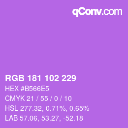 Color code: RGB 181 102 229 | qconv.com