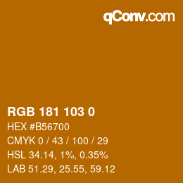 Color code: RGB 181 103 0 | qconv.com