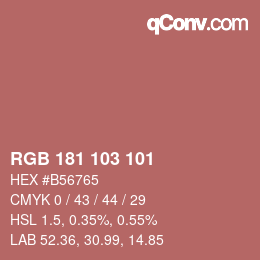Color code: RGB 181 103 101 | qconv.com