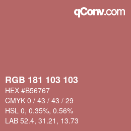カラーコード: RGB 181 103 103 | qconv.com