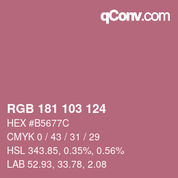 Color code: RGB 181 103 124 | qconv.com