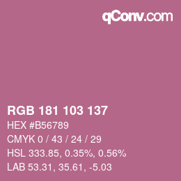 カラーコード: RGB 181 103 137 | qconv.com