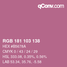 カラーコード: RGB 181 103 138 | qconv.com