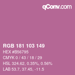 Color code: RGB 181 103 149 | qconv.com