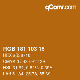 Color code: RGB 181 103 16 | qconv.com
