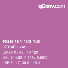 カラーコード: RGB 181 103 162 | qconv.com