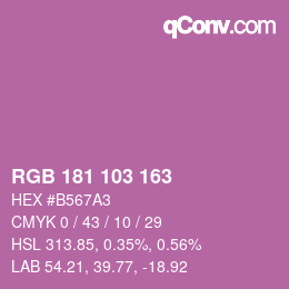 Color code: RGB 181 103 163 | qconv.com