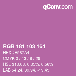 Color code: RGB 181 103 164 | qconv.com