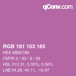 Color code: RGB 181 103 165 | qconv.com