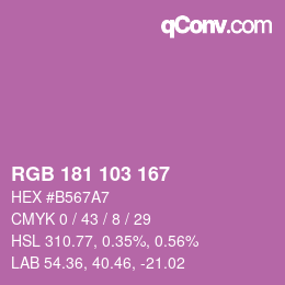 Color code: RGB 181 103 167 | qconv.com
