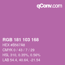 Color code: RGB 181 103 168 | qconv.com