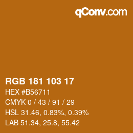 Color code: RGB 181 103 17 | qconv.com