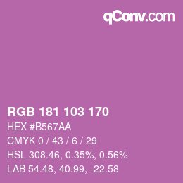 カラーコード: RGB 181 103 170 | qconv.com