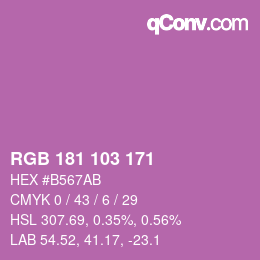 カラーコード: RGB 181 103 171 | qconv.com
