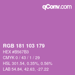 カラーコード: RGB 181 103 179 | qconv.com