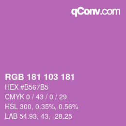 Color code: RGB 181 103 181 | qconv.com