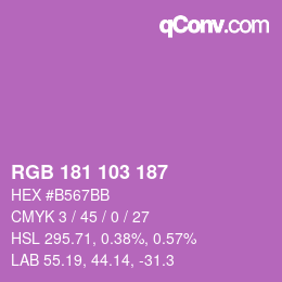 Color code: RGB 181 103 187 | qconv.com