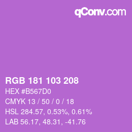 Color code: RGB 181 103 208 | qconv.com